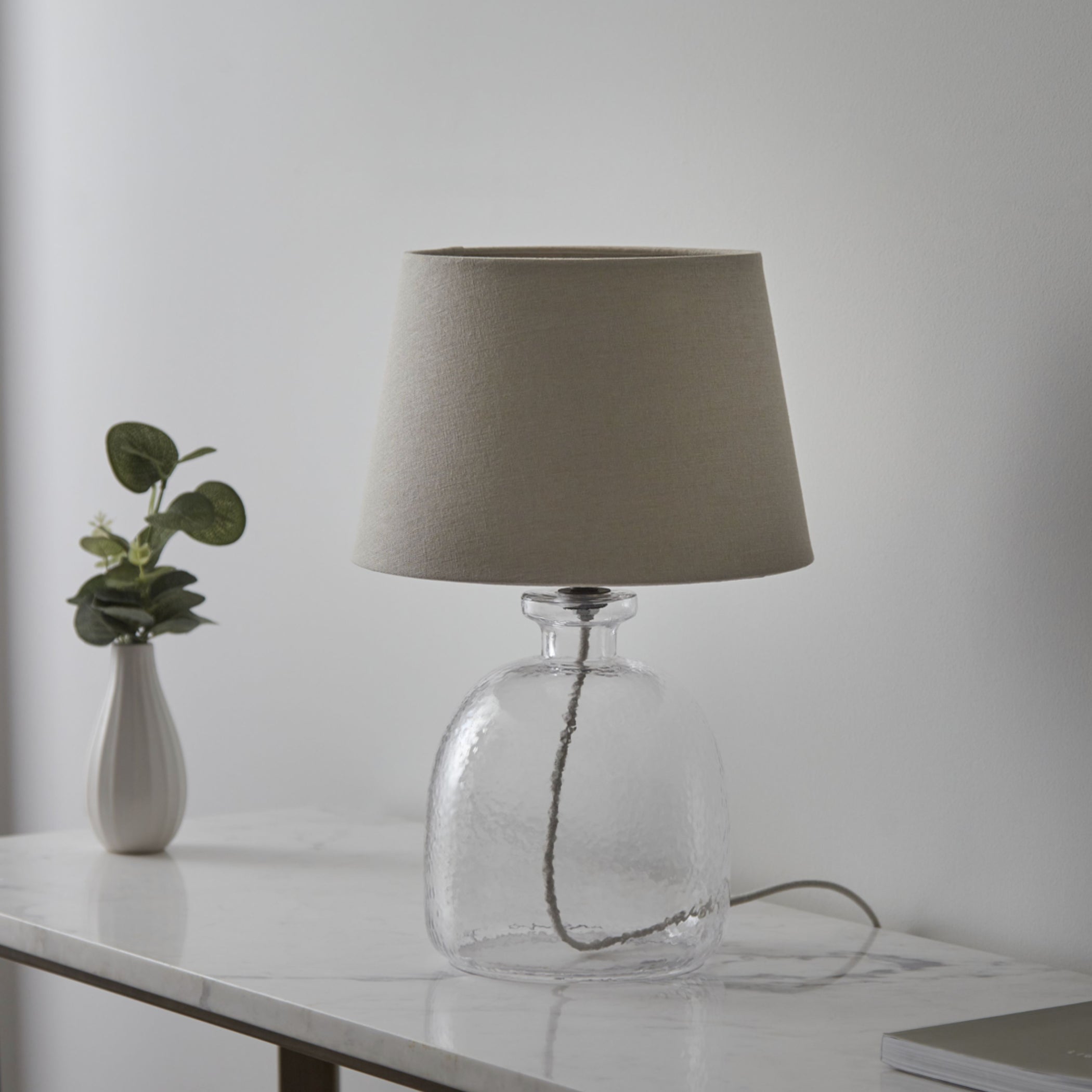 Textured Effect Glass Table Lamp & Shade 3