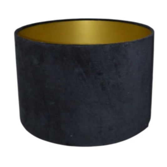 Black cylindrical container with a gold interior on a white background