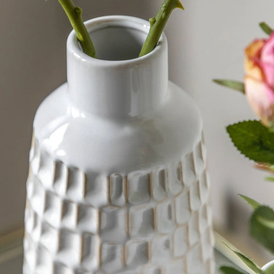 White Reactive Glaze Ceramic Vase Set