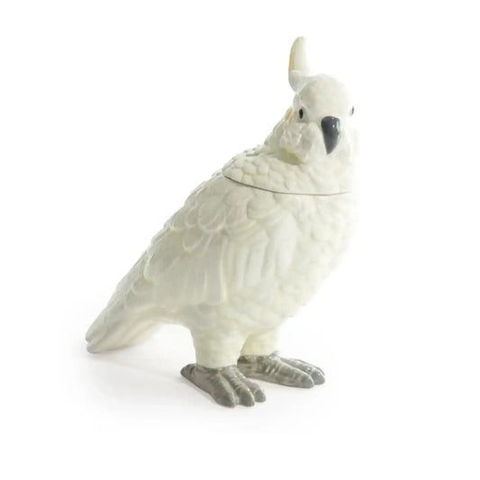 White Parrot Ceramic Jar