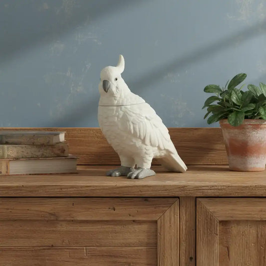 White_Parrot_Ceramic_Jar