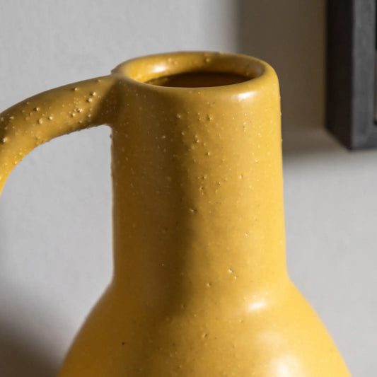 Yellow Textured Mid Century Inspired Bottle Vase