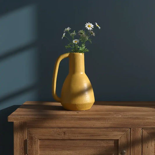 Yellow Textured Mid Century Inspired Bottle Vase