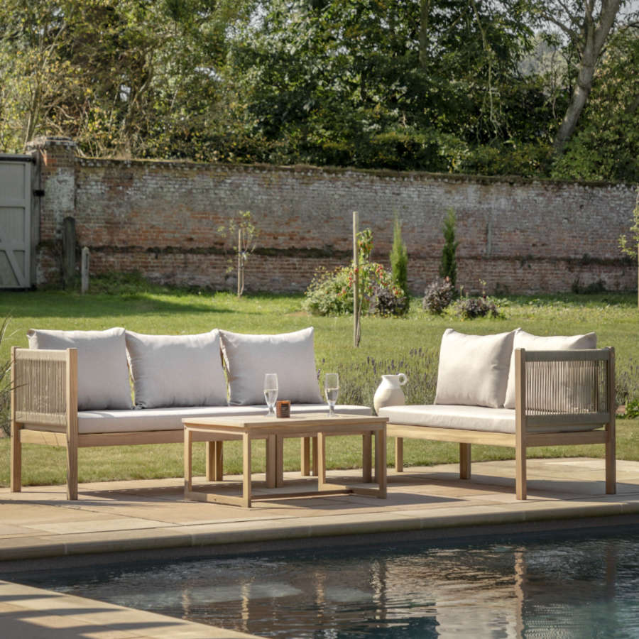 Acacia Wooden and rope Outdoor Corner Sofa Set - The Farthing