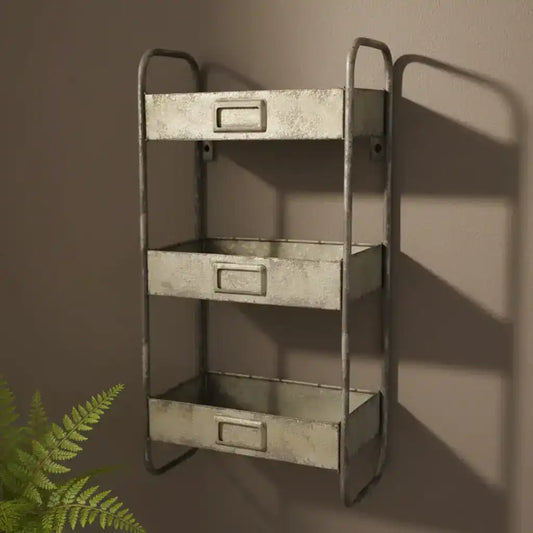Aged Metal Wall Storage Unit