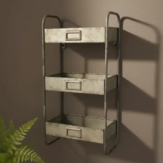 Aged Metal Wall Storage Unit