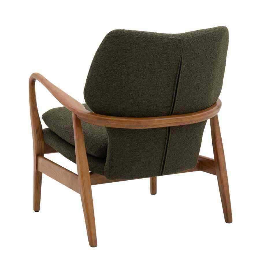 Albert Green Fabric and Ash Wood Armchair - The Farthing