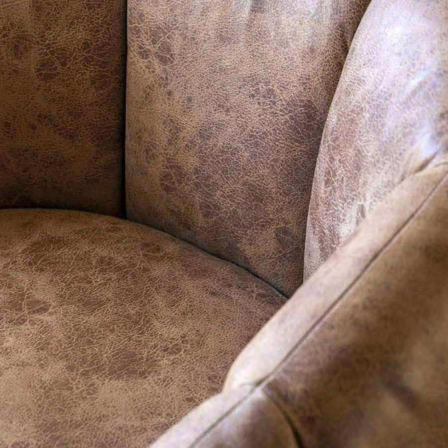 Antique Tan Leather Tub Chair - The Farthing