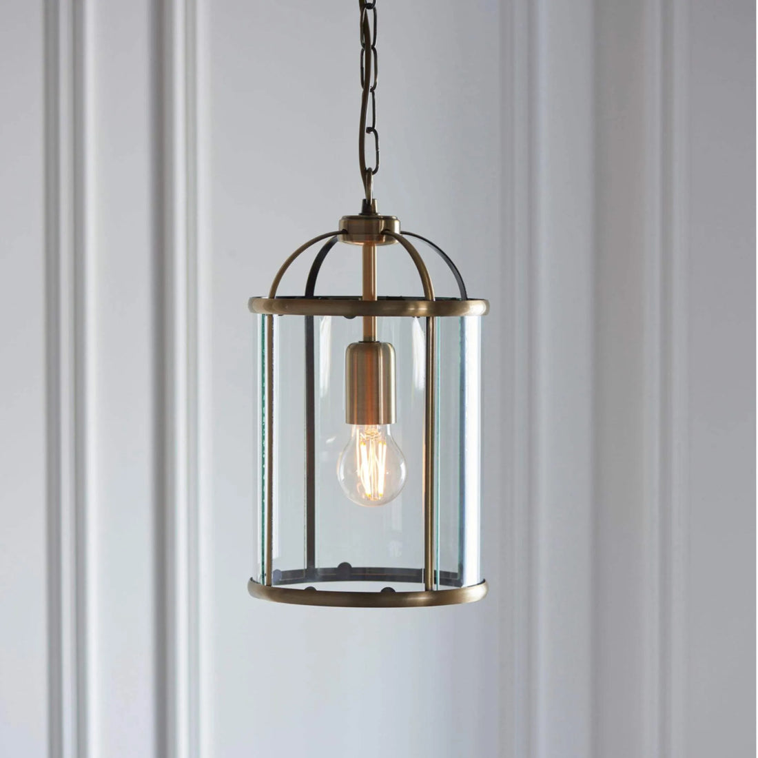 Antiqued Brass and Glass Portland Pendant Light - The Farthing