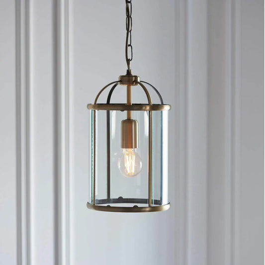 Antiqued Brass and Glass Portland Pendant Light - The Farthing