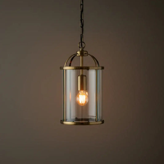 Antiqued Brass and Glass Portland Pendant Light - The Farthing