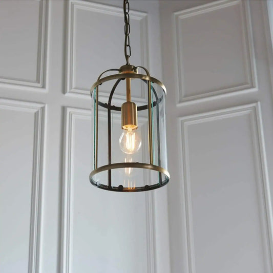 Antiqued Brass and Glass Portland Pendant Light - The Farthing