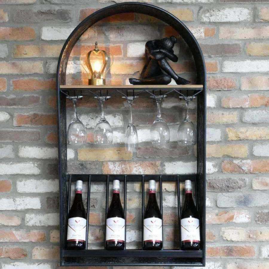 Arched Metal Wall Mounted Wine Unit - The Farthing