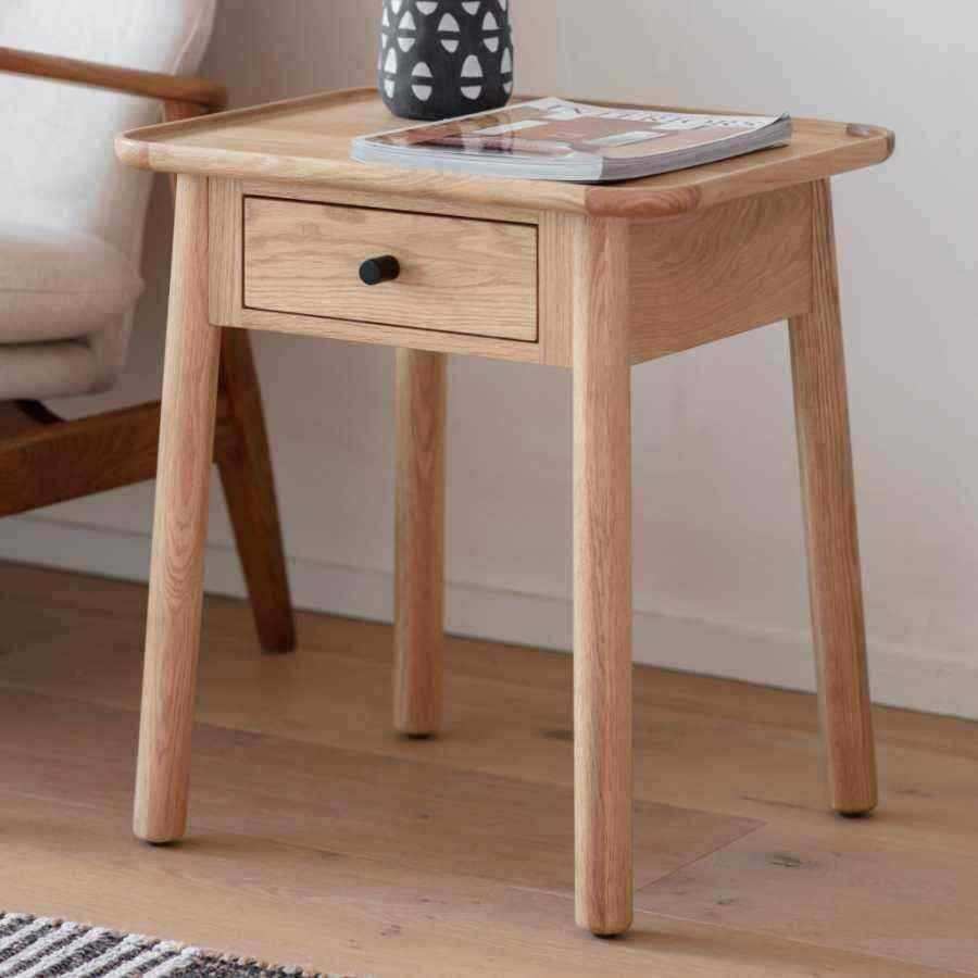 Arendal Oak Side Table with Single Drawer - The Farthing
