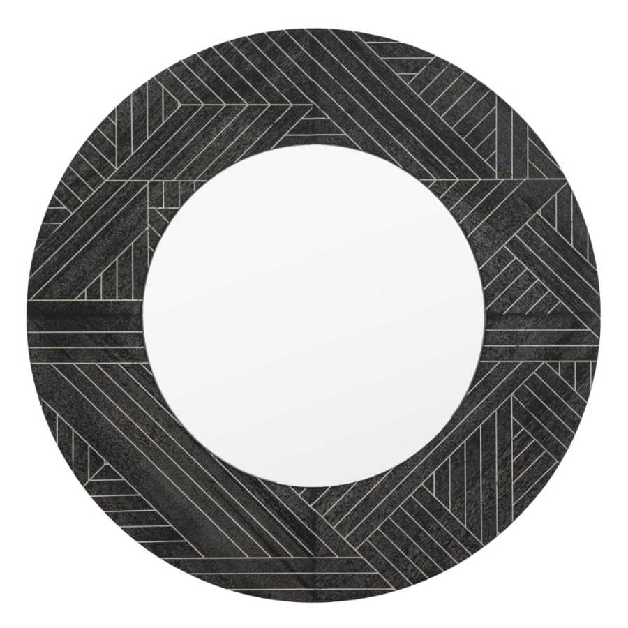 Aztec Round Wood Wall Mirror - The Farthing