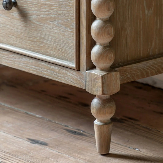 Beaded Edge Oak 3 Drawer Chest of Drawers - The Farthing