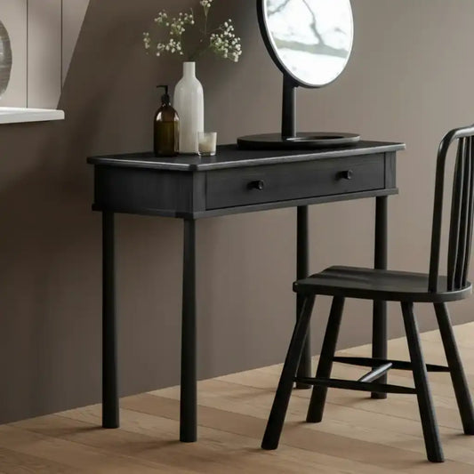Black Nordic Single Wide Drawer Dressing Table - The Farthing