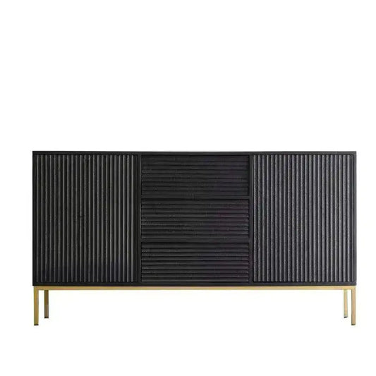 Black Rippled Wood 2 Door 3 Drawer Sideboard - The Farthing