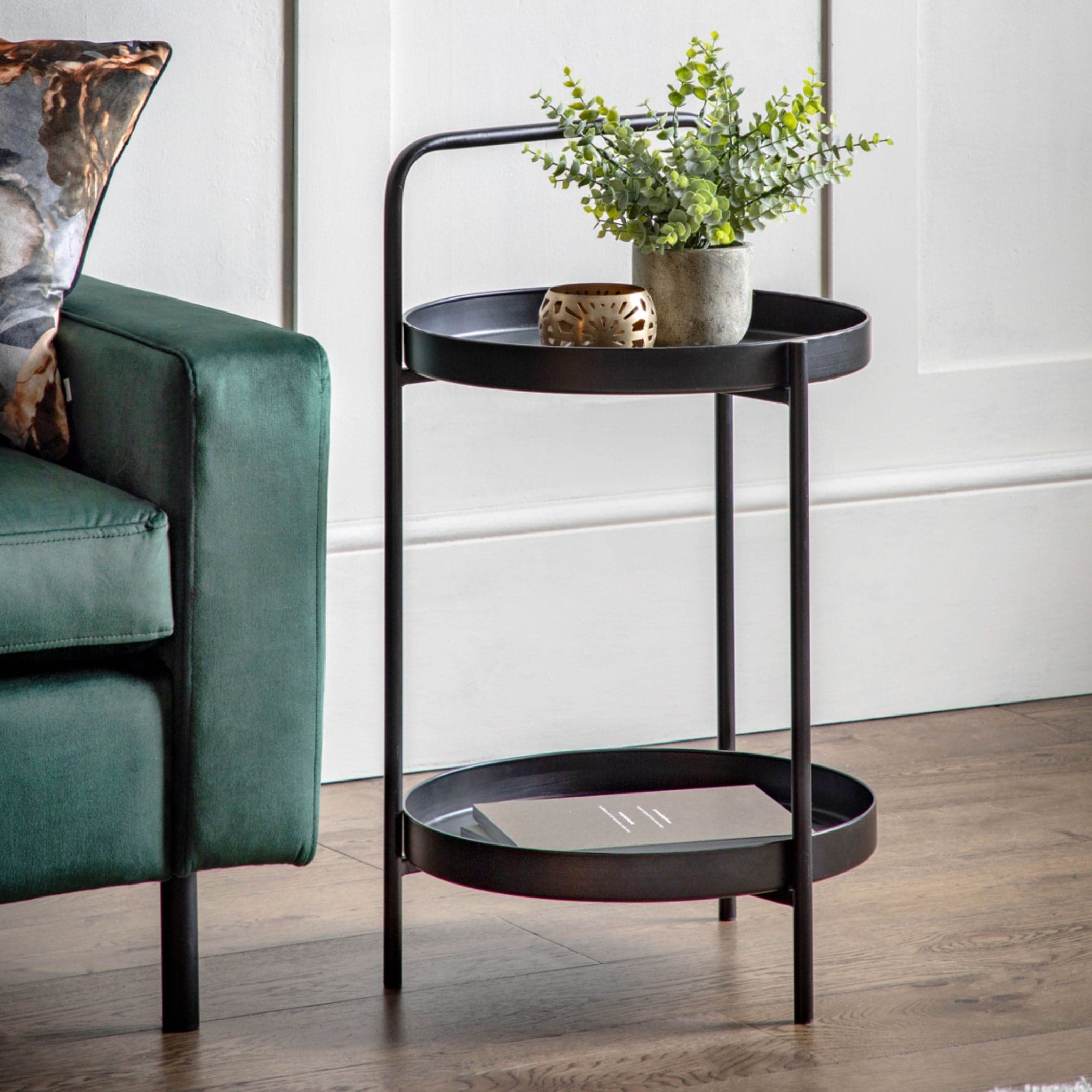 Black Round Two Tier Side Table - The Farthing