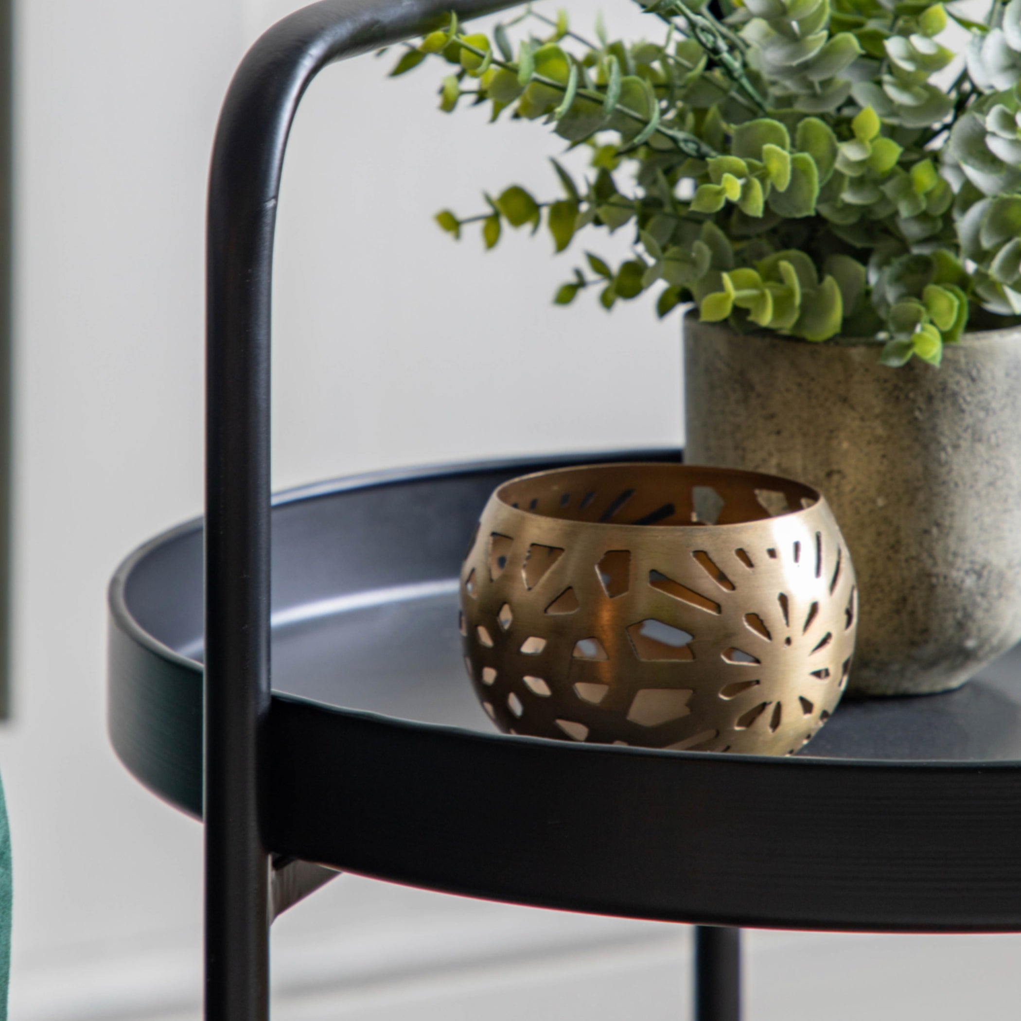 Black Round Two Tier Side Table - The Farthing
