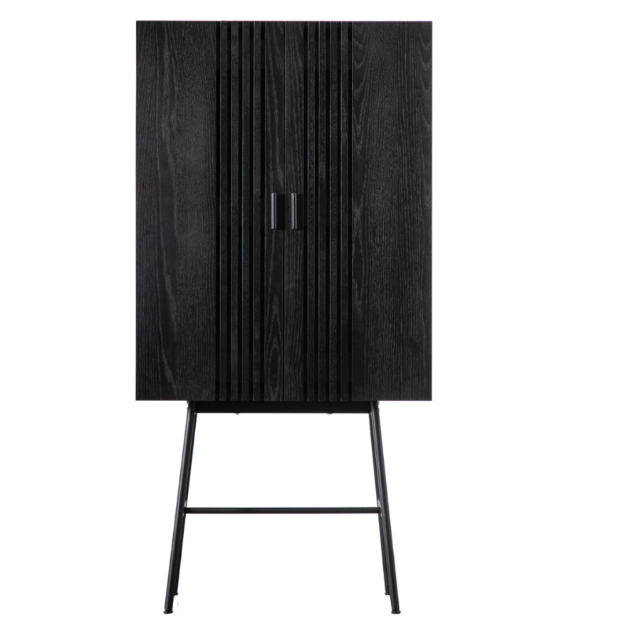 Black Slatted Cocktail Drinks Cabinet - The Farthing