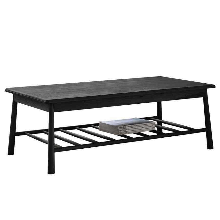 Black Stained Oak Rectangle Spindle Shelf Coffee Table - The Farthing