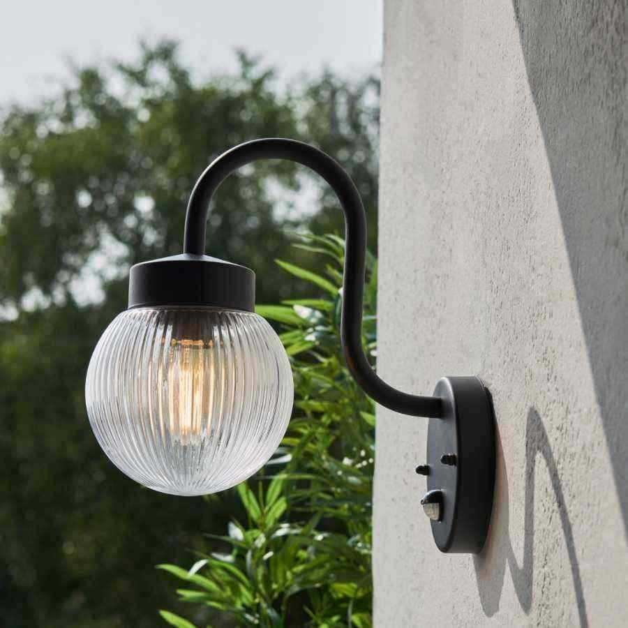 Black Swan Necked Wall Light with PIR sensor - The Farthing