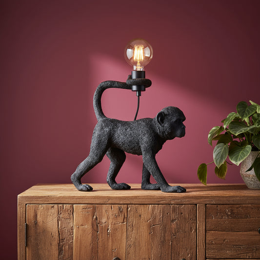 Black Walking Monkey Table Light - The Farthing