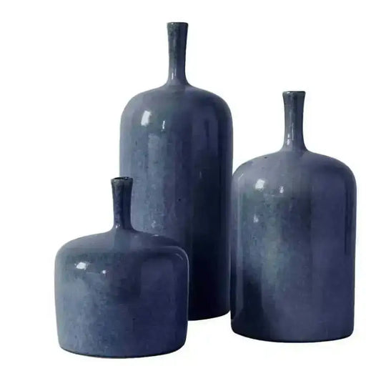 Blue Ceramic Pots Set of 3 Ornaments - The Farthing