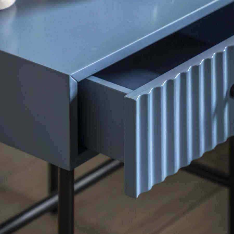 Blue Scalloped Front Side Table with Single Drawer - The Farthing