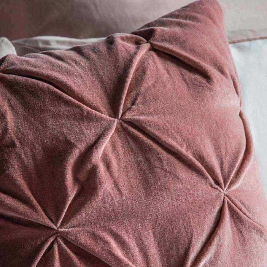 Blush Velvet Pin-Tucked Cushion - The Farthing