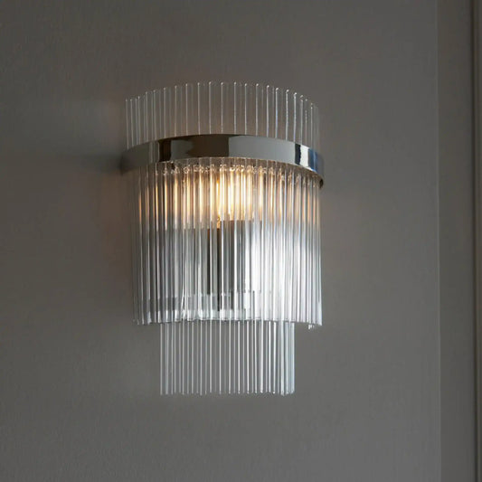 Bright Nickel & Glass Rod Wall Light - The Farthing