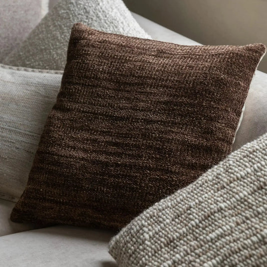 Brown Chenille Fabric Cushion - The Farthing