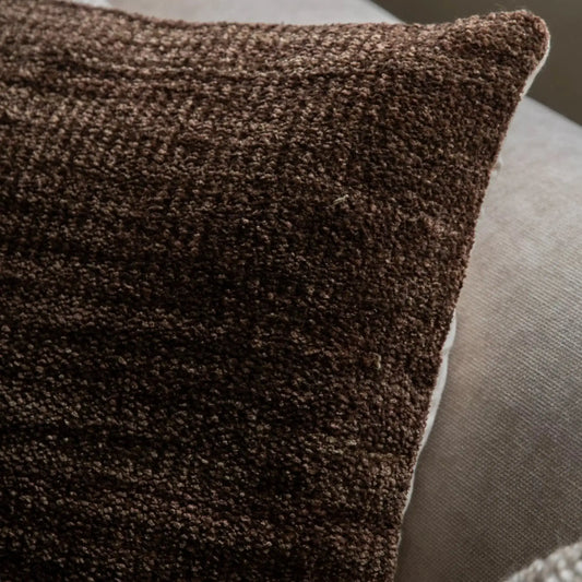 Brown Chenille Fabric Cushion - The Farthing
