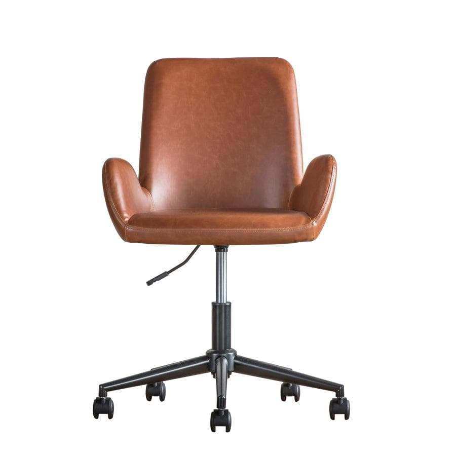 Brown Sided Swivel Desk Chair with Height Adjustment - The Farthing