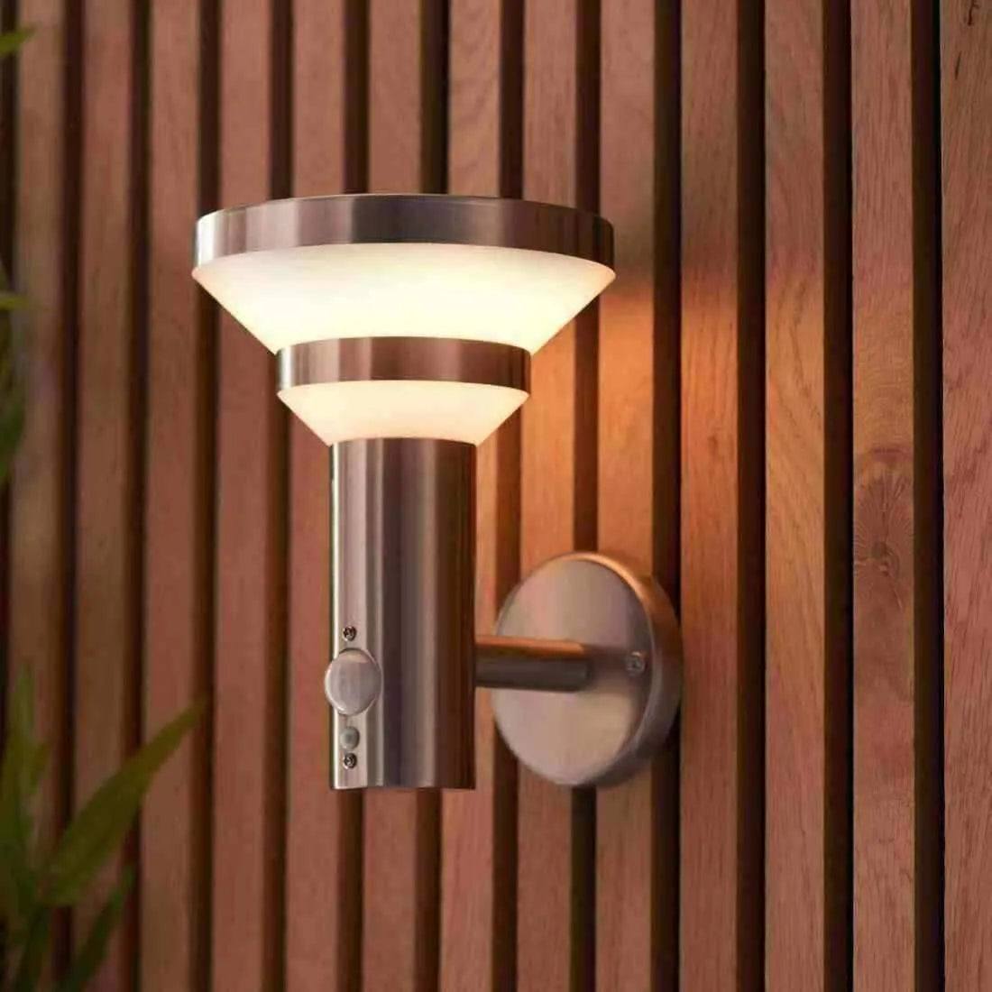 Brushed Stainless Steel Solar-Powered Exterior wall light - The Farthing