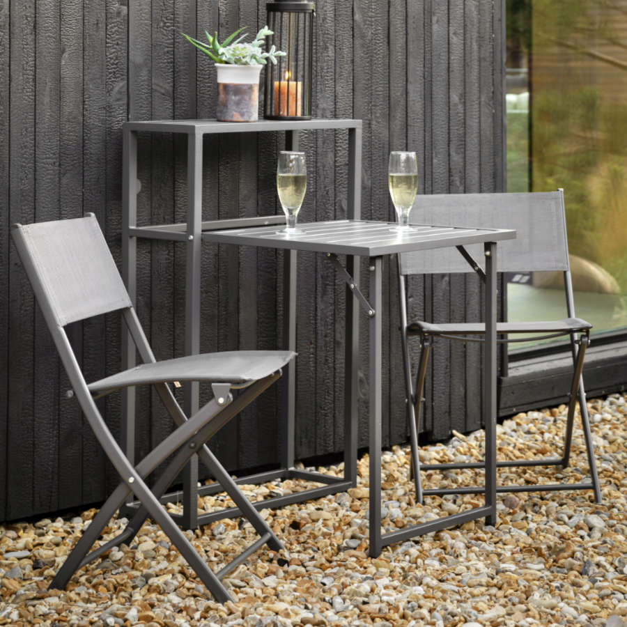 Charcoal Folding Table & Chairs Balcony Seating Set - The Farthing