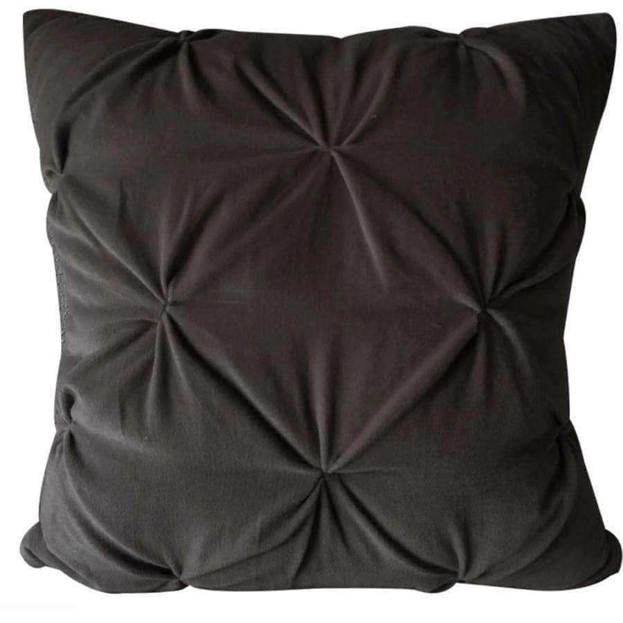 Charcoal Velvet Pin-Tucked Cushion - The Farthing