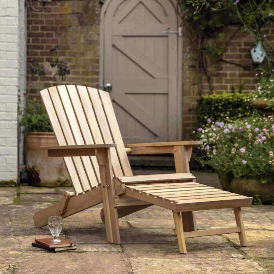 Classic Inspired Wooden Lounge Chair with Pullout Footstool - The Farthing