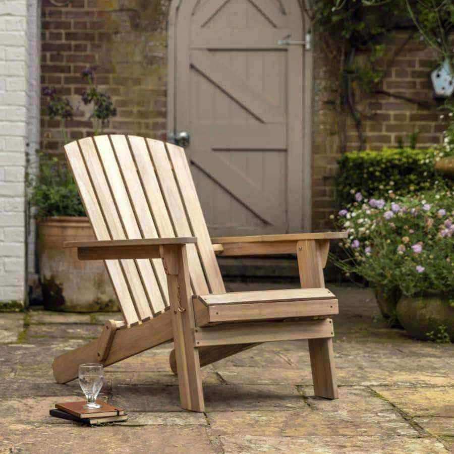 Classic Inspired Wooden Lounge Chair with Pullout Footstool - The Farthing