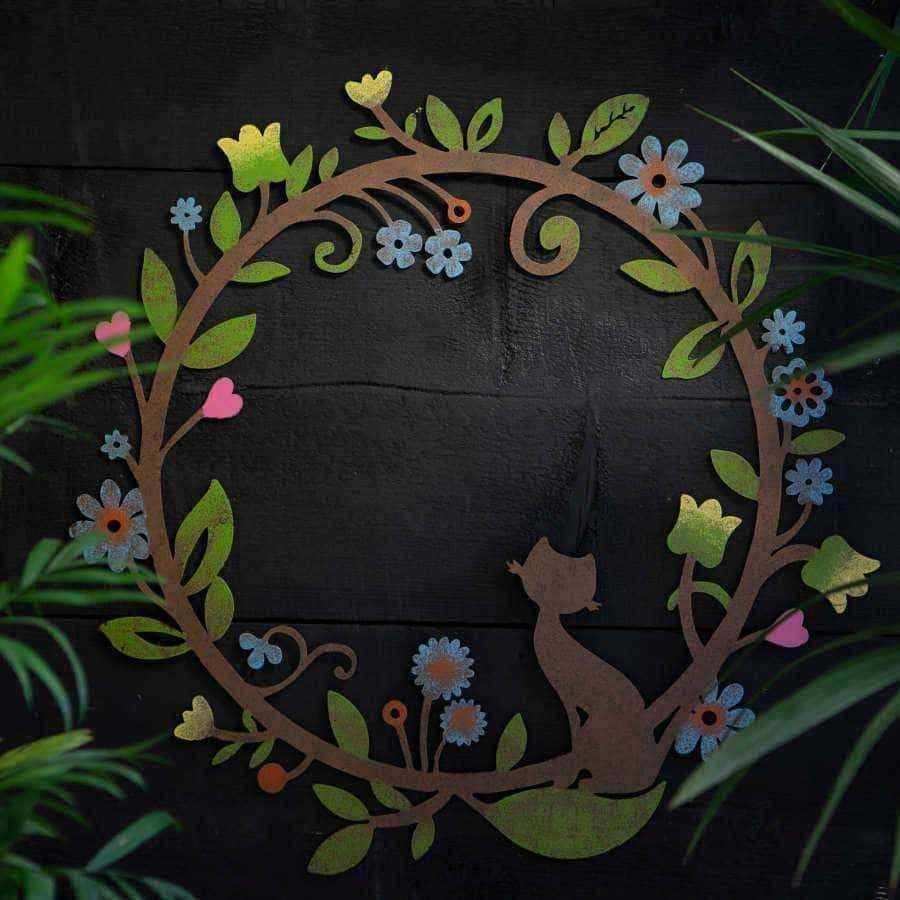 Colourful Floral Cat Garden Wall Art - The Farthing