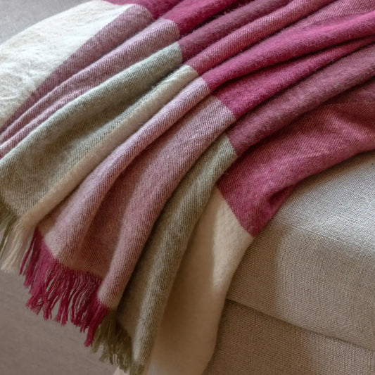 Cranberry and Olive Woven Throw - The Farthing