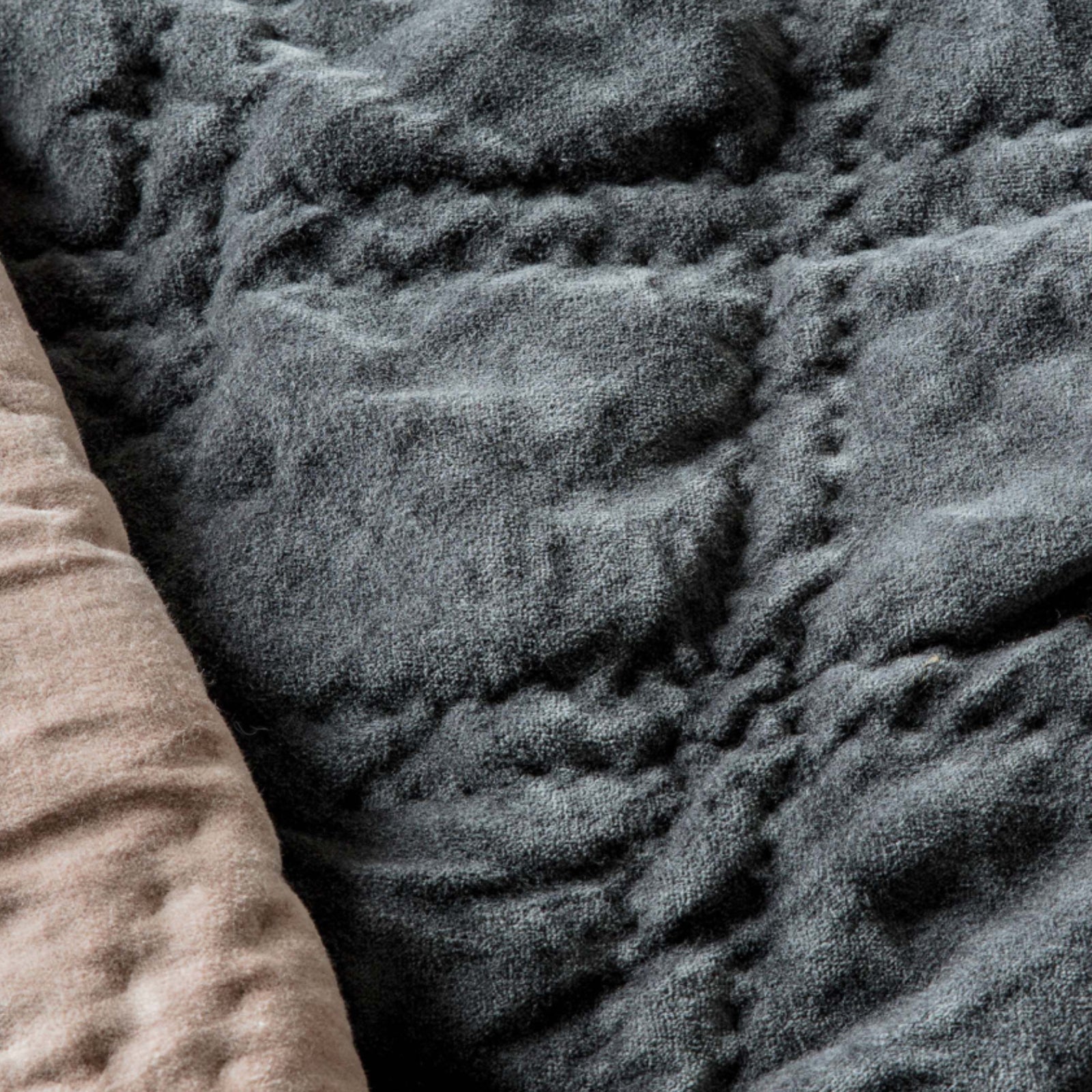 Dark Charcoal Quilted Diamond Bedspread - The Farthing