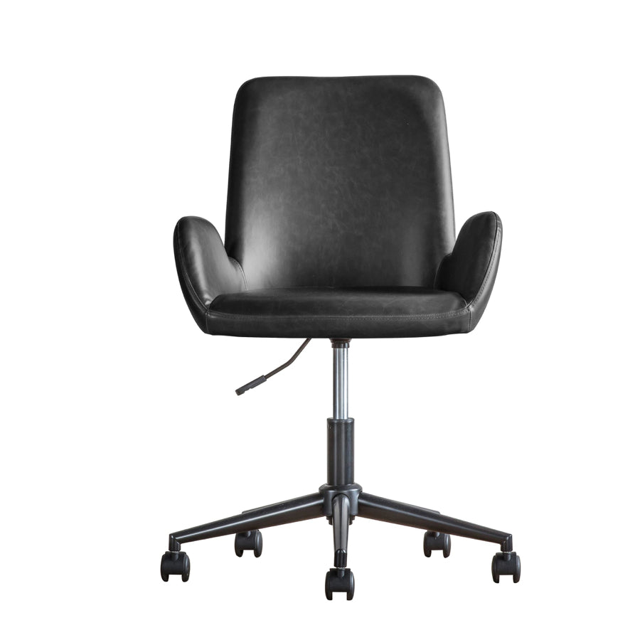 Dark Charcoal Sided Swivel Desk Chair with Height Adjustment - The Farthing