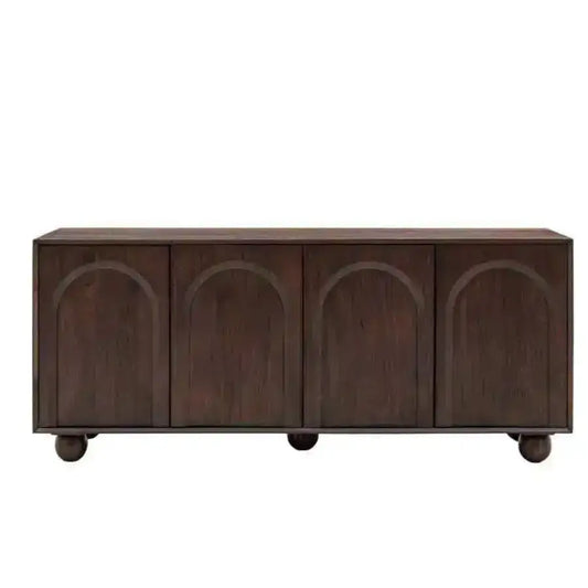 Dark Wood Arched Design 4 Door Sideboard - The Farthing