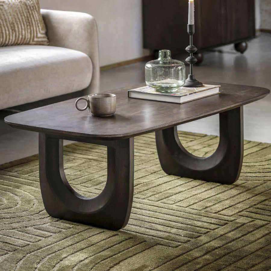 Dark Wood Arched Design Coffee Table - The Farthing
