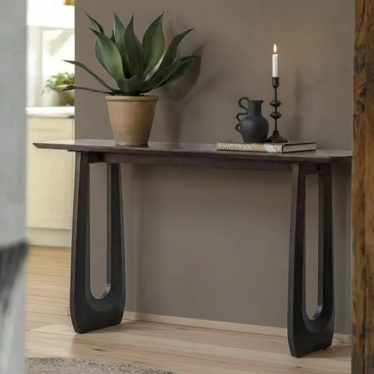 Dark Wood Arched Design Console Table - The Farthing