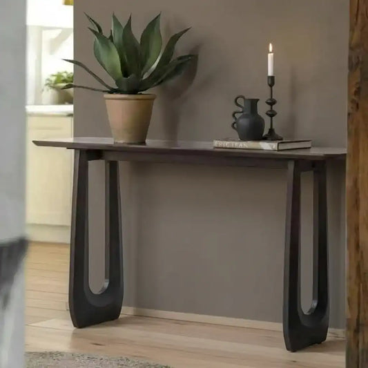 Dark Wood Arched Design Console Table - The Farthing