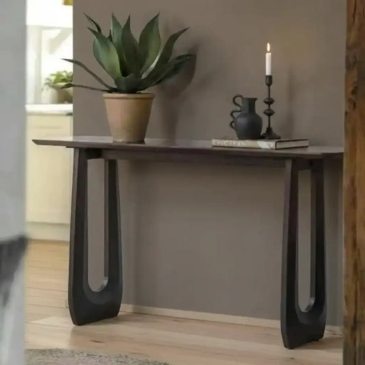 Dark Wood Arched Design Console Table - The Farthing