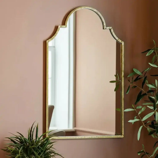 Distressed Gold Arched Top Portrait Mirror